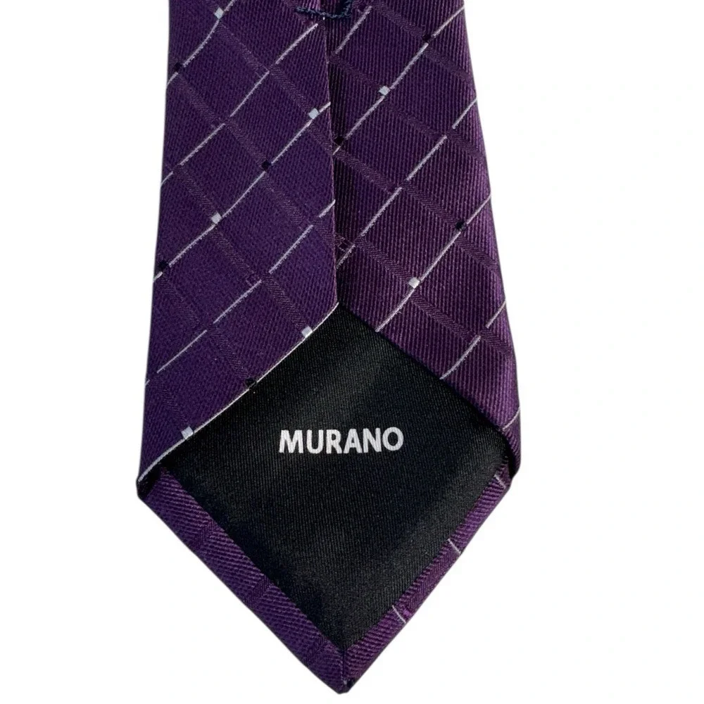 Murano Mens Silk Tie Striped Quiet Luxury Old Money Formal Career Purple